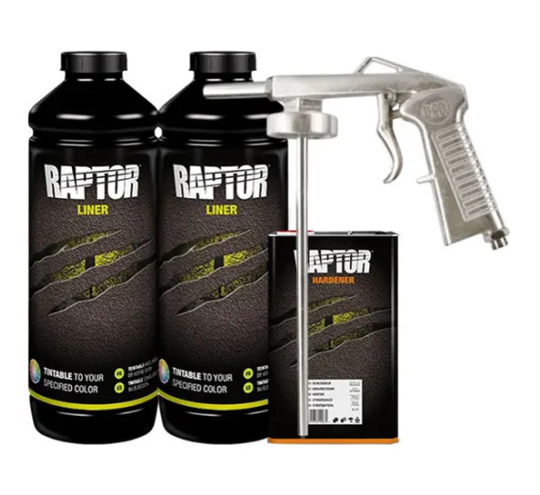Защитное покрытие повышенной прочности + краскопульт | RAPTOR King of Tough | 2 л - Под цвет