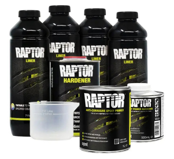 Захисне покриття підвищеної міцності + грунт | RAPTOR King of Tough | Комплект 4 л | Під колір