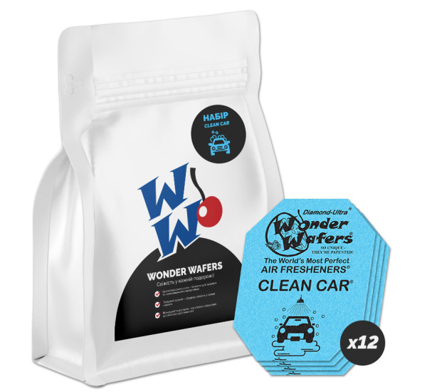 Набор ароматизаторов в пластинах | Wonder Wafers Clean Car | 12 шт.