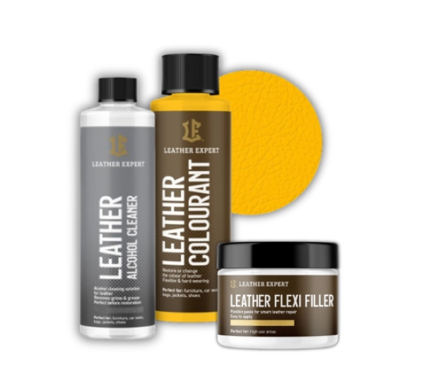 Набір для легкої реставрації шкіряного салону | Leather Expert | Комплект | 020 Golden Yellow