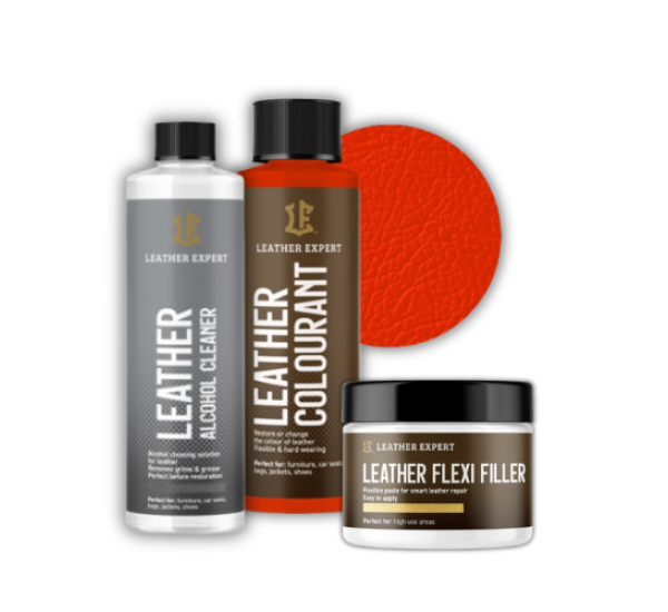 Набір для легкої реставрації шкіряного салону | Leather Expert | Комплект | 501 Orange Red