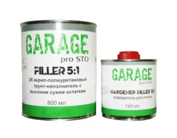 Двухкомпонентный акриловый Грунт-наполнитель GARAGE Profi Filler 5:1, 800 мл + 160 мл Красный