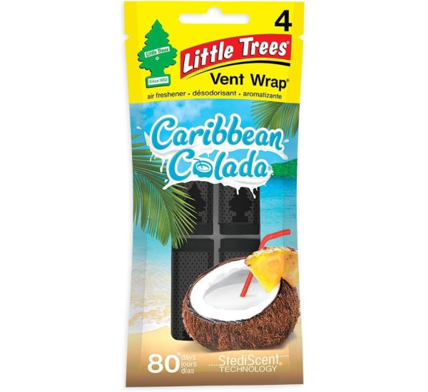 Ароматизаторы-клипсы для дефлектора | Little Trees Caribbean Colada | 4 шт - Карибская пина колада