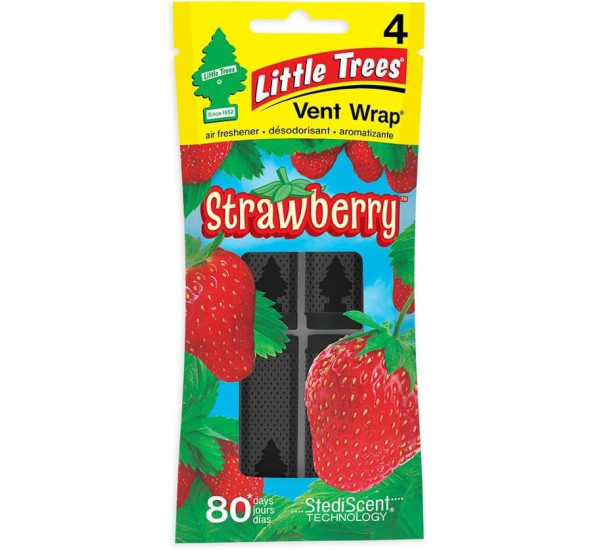Ароматизатори-кліпси для дефлектора | Little Trees Strawberry | 4 шт — Полуниця