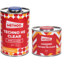 Лак акриловий стійкий до подряпин METHOD Techno HS Clear, 1 л + 500 мл Комплект