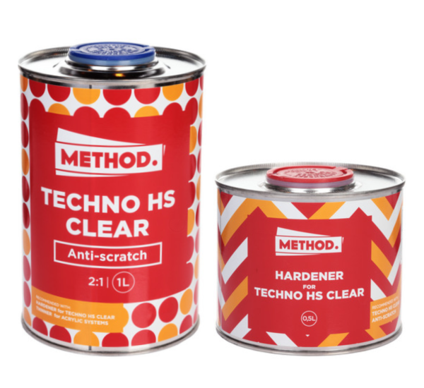 Акриловый лак стойкий к царапинам METHOD Techno HS Clear, 1 л + 500 мл Комплект
