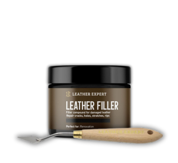 Шпаклівка для натуральної та штучної шкіри + шпатель | Leather Expert Filler | Комплект 50 мл | Чорний