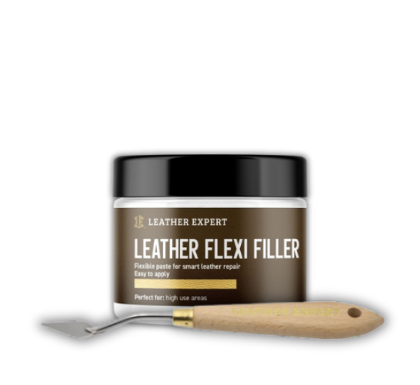 Шпаклівка для натуральної та штучної шкіри + шпатель | Leather Expert Flexi Filler | Комплект 50 мл