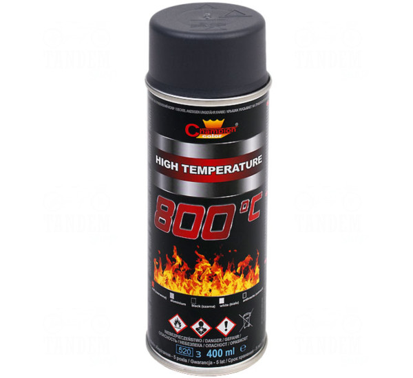 Краска для высоких температур | Champion 800 &deg; C | Аэрозоль 400 мл &mdash; Темно-серый