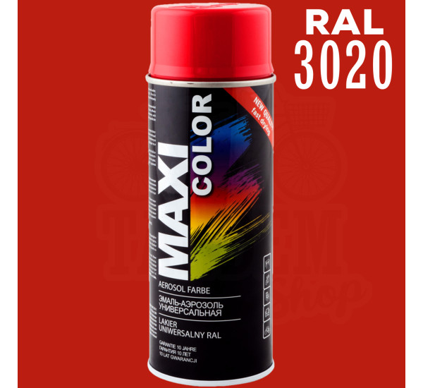 Краска универсальная | Maxi Color | Аэрозоль 400 мл &mdash; RAL 3020 Транспортный красный