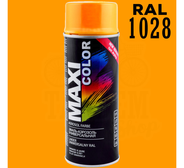 Краска универсальная | Maxi Color | Аэрозоль 400 мл &mdash; RAL 1028 Желтая дыня