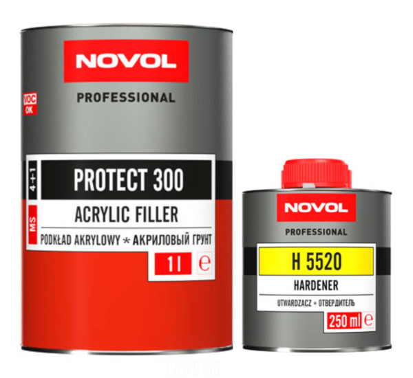 Грунт-наполнитель акриловый | Novol Protect 300 | Комплект 1,25 л &mdash; Черный