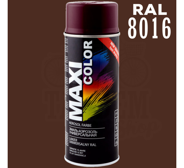 Краска универсальная | Maxi Color | Аэрозоль 400 мл &mdash; RAL 8016 Махагон коричневый