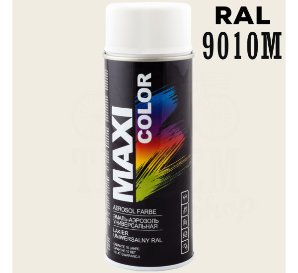 Краска универсальная | Maxi Color | Аэрозоль 400 мл &mdash; RAL 9010M Белый мат