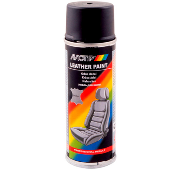 Краска для кожи | Motip Leather Paint | Аэрозоль 200 мл &mdash; Черный мат