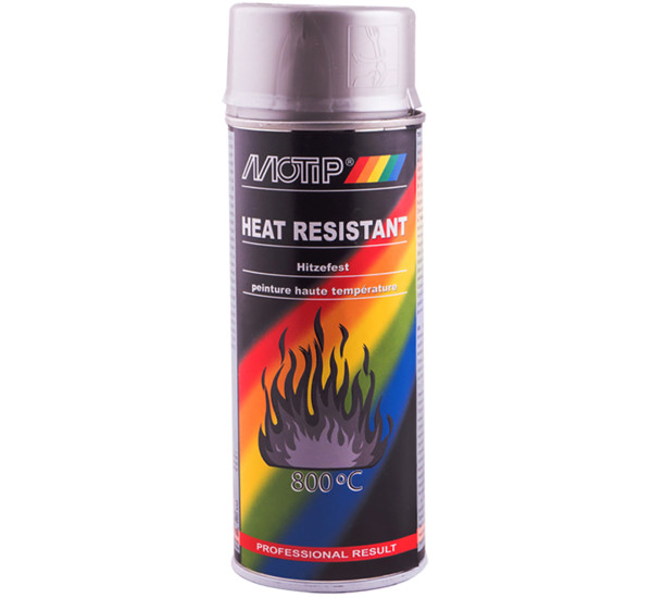 Краска жаропрочная | Motip Heat Resistant 800 &deg;C | Аэрозоль 400 мл &mdash; Серебристый