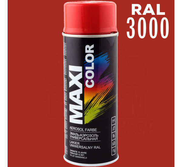 Краска универсальная | Maxi Color | Аэрозоль 400 мл &mdash; RAL 3000 Огненно-красный