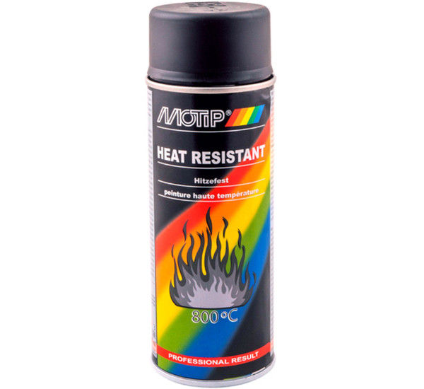Краска огнестойкая | Motip Heat Resistant 800 &deg;C | Аэрозоль 400 мл &mdash; Черный мат