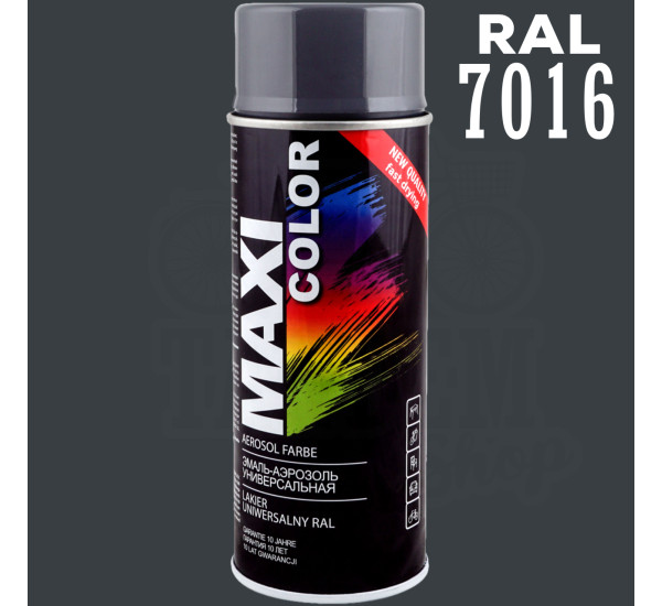 Краска универсальная | Maxi Color | Аэрозоль 400 мл &mdash; RAL 7016 Антрацитово-серый.