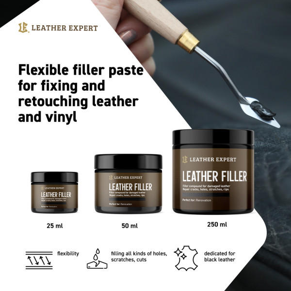 Шпаклевка для кожи | Leather Expert Filler| Банка 25 мл &mdash; Черный
