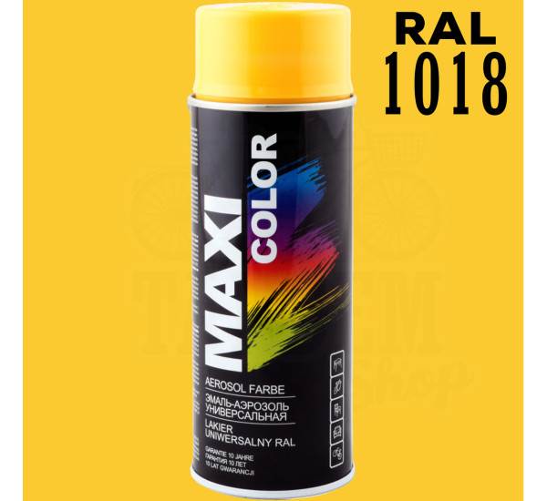 Краска универсальная | Maxi Color | Аэрозоль 400 мл &mdash; RAL 1018 Цинково-желтый