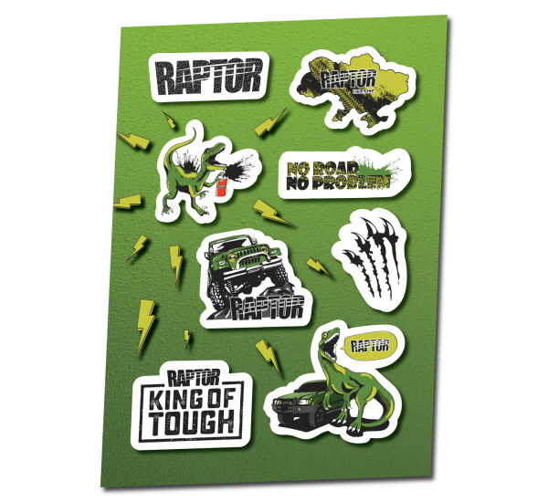 Набір стикерів | RAPTOR King of Tough | 8 шт