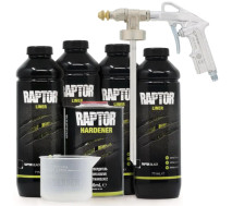 Захисне покриття підвищеної міцності + фарбопульт з дюзою | RAPTOR King of Tough | 4 л — Чорний