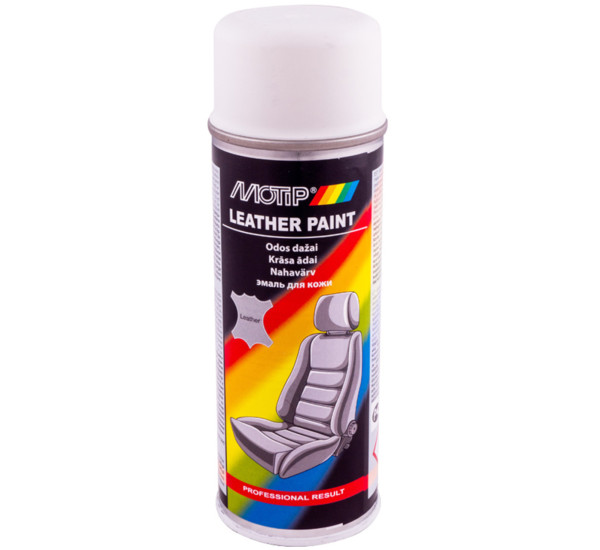 Краска для кожи | Motip Leather Paint | Аэрозоль 200 мл - RAL 9016 Транспортный белый.