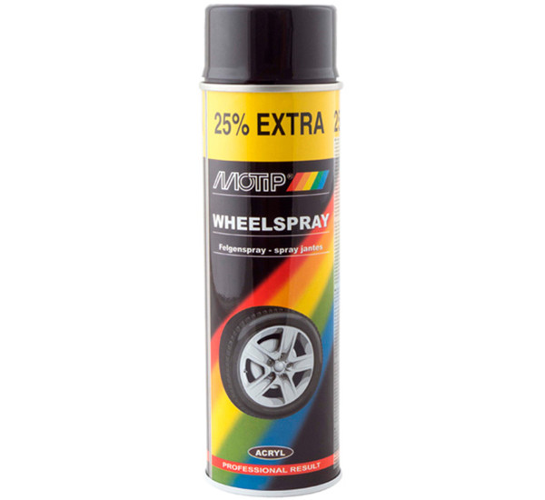 Краска для дисков | Motip Wheelspray | Аэрозоль 500 мл &mdash; Черный глянец