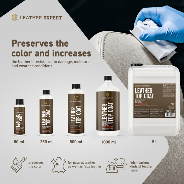 Лак для фарбування шкіри матовий | Leather Expert Top Coat| Пляшка 50 мл