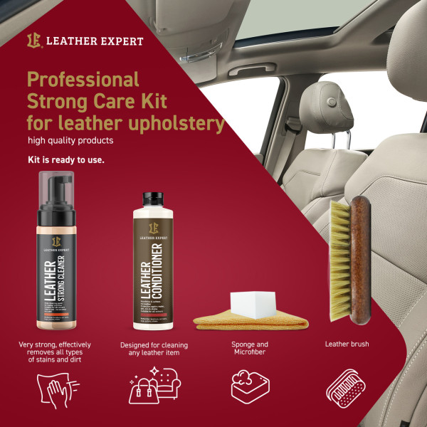 Набор для ухода за кожей сильнодействующий | Leather Expert Strong Care Kit | 500 мл