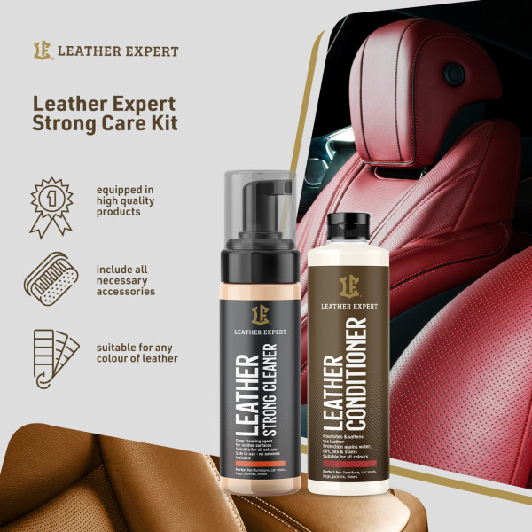 Набор для ухода за кожей сильнодействующий | Leather Expert Strong Care Kit | 500 мл