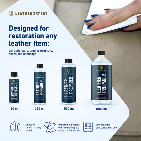 Змивка фарби для шкіри Leather Expert Preparer| Пляшка 50 мл