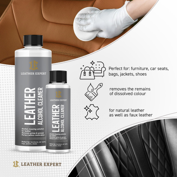 Спиртовий знежирювач для фарбування шкіри Leather Expert Alcohol Cleaner | Пляшка 50 мл