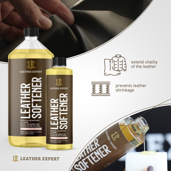 Захисне покриття для шкіри + розм'якшувач | Leather Expert Softener | Пляшка 250 мл