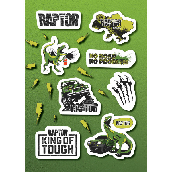Набір стикерів | RAPTOR King of Tough | 8 шт