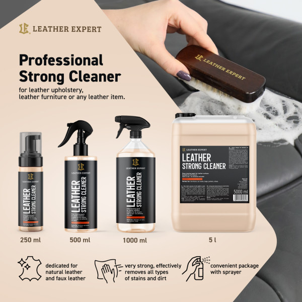 Очиститель для кожи сильнодействующий | Leather Expert Strong Cleaner | Спрей 200 мл