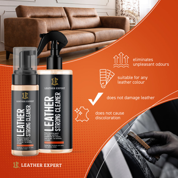 Очиститель для кожи сильнодействующий | Leather Expert Strong Cleaner | Спрей 200 мл